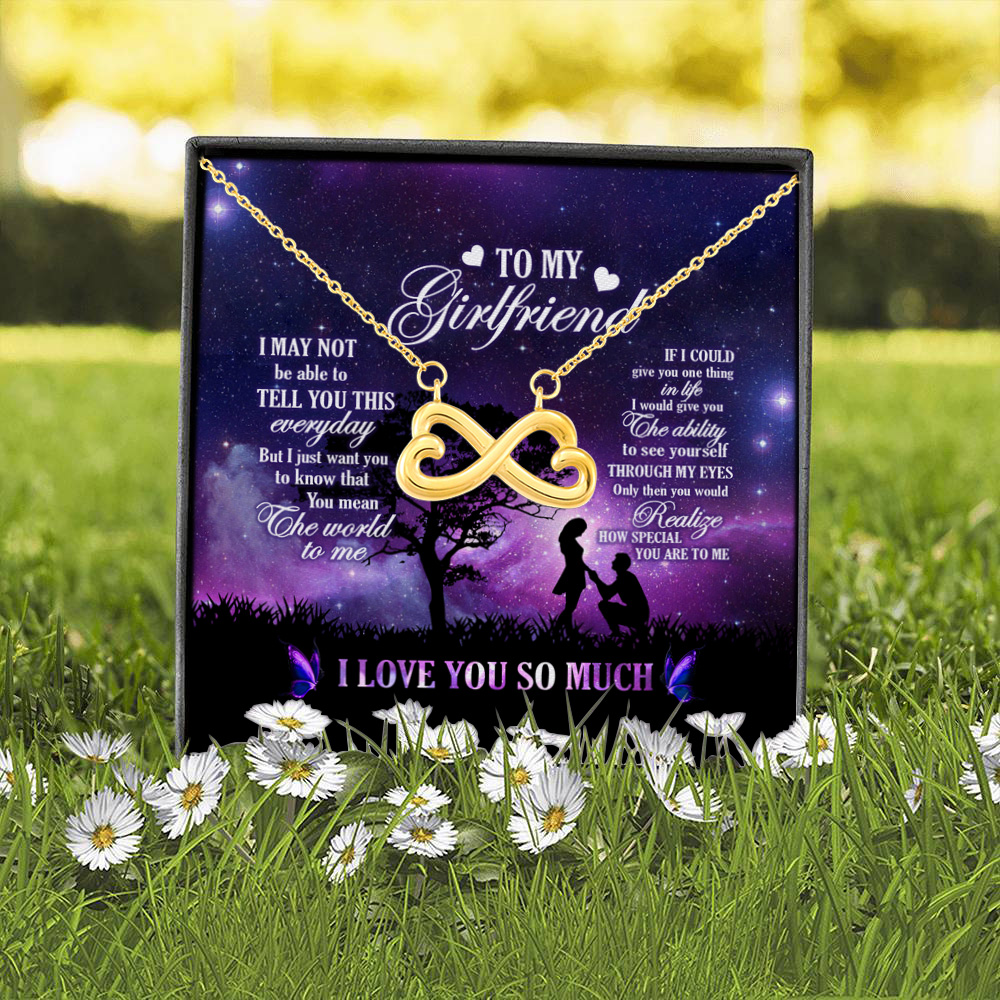 To My Girlfriend You Mean The World To Me Infinity Heart Necklace (Gold) 2