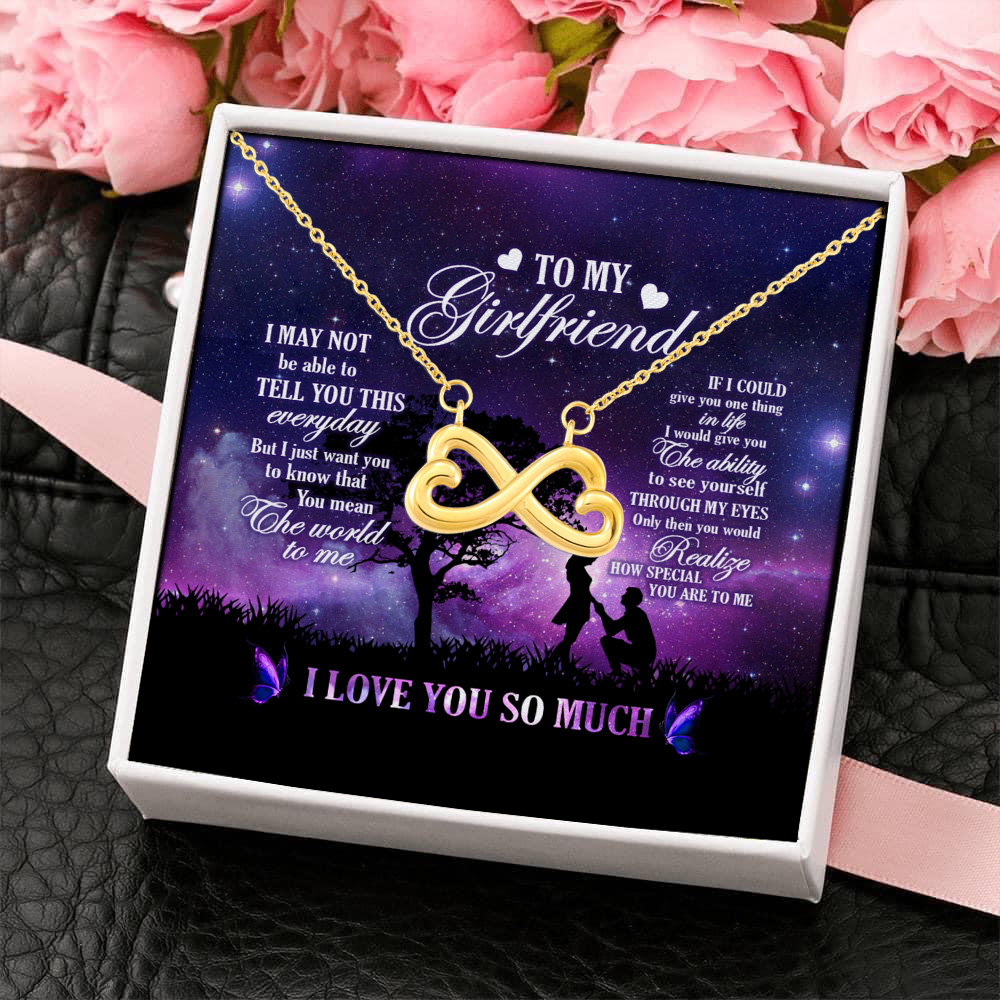 To My Girlfriend You Mean The World To Me Infinity Heart Necklace (Gold) 4