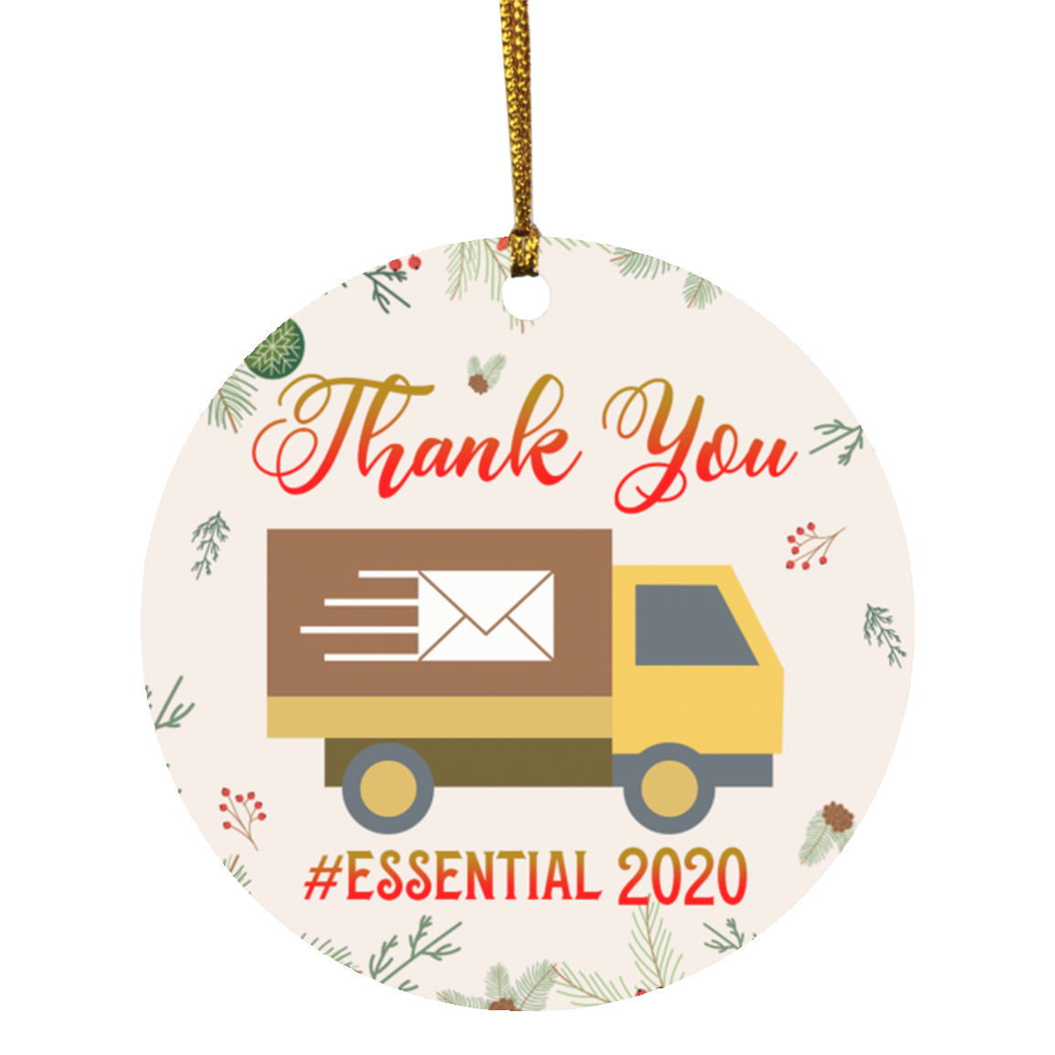 Thank You Essential Workers 2020 Decorative Christmas Ornament - Holiday Flat Circle Ornament Gifts, White, Circle Ornament Thank You Essential Workers 2020 Decorative Christmas Ornament - Holiday Flat Circle Ornament Gifts, White, Circle Ornament