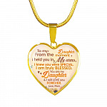 Sunflower To My Daughter From The Moment I Held You In My Arms I Knew You Were Special Heart Pendant Necklace - Heart Luxury Necklace (Gold Plated)