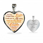 Sunflower To My Daughter From The Moment I Held You In My Arms I Knew You Were Special Heart Pendant Necklace - Heart Luxury Necklace (Silver)