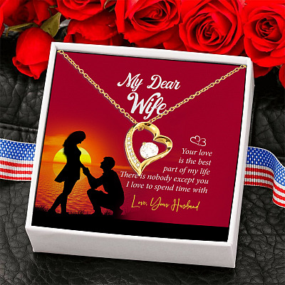 Alternative view of My Dear Wife Your Love Is The Best Part Of My Life Couple Forever Love Pendant Necklace - Wife Heart Necklace