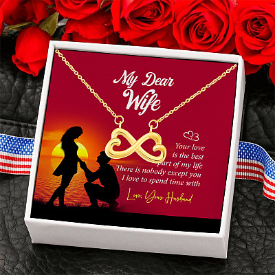 Alternative view of My Dear Wife Your Love Is The Best Part Of My Life Couple Infinity Heart Pendant Necklace - Wife Necklace