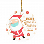Merry Quarantined Christmas Santa Claus Christmask 2020 Keepsake - Circle Ornament, White, Circle Ornament