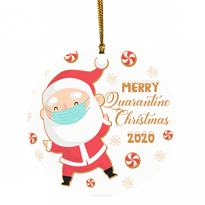 Merry Quarantined Christmas Santa Claus Christmask 2020 Keepsake - Circle Ornament, White, Circle Ornament