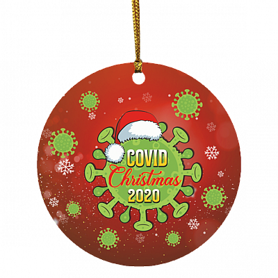 Covid Pandemic Christmas 2020 Ornament - Funny Christmas Family Decoration For Tree Holiday Flat Circle Ornament, White, Circle Ornament