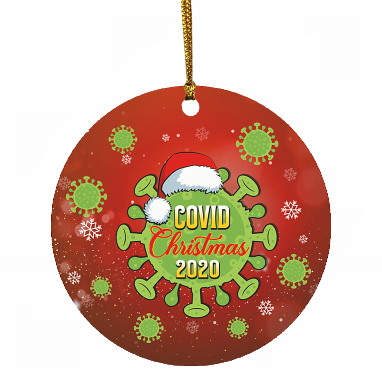 Covid Pandemic Christmas 2020 Ornament - Funny Christmas Family Decoration For Tree Holiday Flat Circle Ornament, White, Circle Ornament