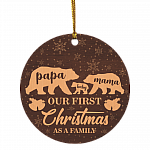 Mama Papa Baby Bear Christmas Ornament 2020 - Our First Christmas As A Family Of Three Flat Circle Ornament, White, Circle Ornament Mama Papa Baby Bear Christmas Ornament 2020 - Our First Christmas As A Family Of Three Flat Circle Ornament, White, Circle Ornament