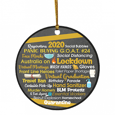 Engraved 2020 Events Quarantine Pandemic Christmas Flat Holiday Circle Ornament, White, Circle Ornament