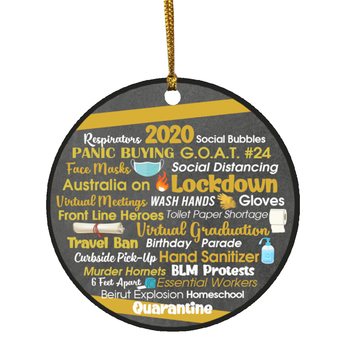 Engraved 2020 Events Quarantine Pandemic Christmas Flat Holiday Circle Ornament, White, Circle Ornament Engraved 2020 Events Quarantine Pandemic Christmas Flat Holiday Circle Ornament, White, Circle Ornament