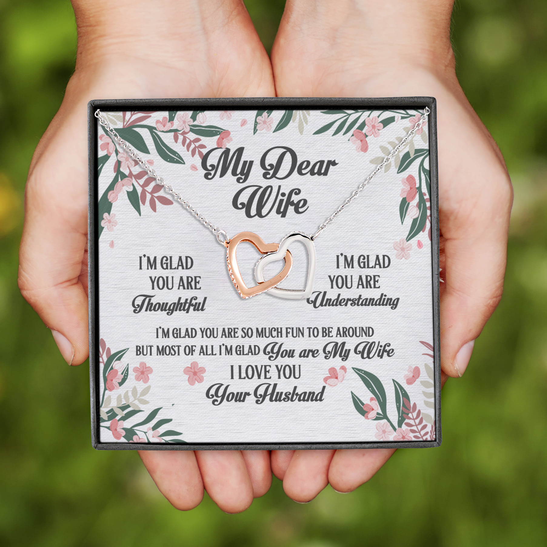 2Th. You Are My Wife Interlocking Hearts Necklace