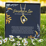 6VT. Daughter In Law Wedding Day Message Card Forever Love Necklace (Gold) 7