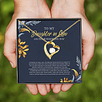 6VT. Daughter In Law Wedding Day Message Card Forever Love Necklace (Gold)
