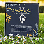 6VT. Daughter In Law Wedding Day Message Card Forever Love Necklace (Silver) 7