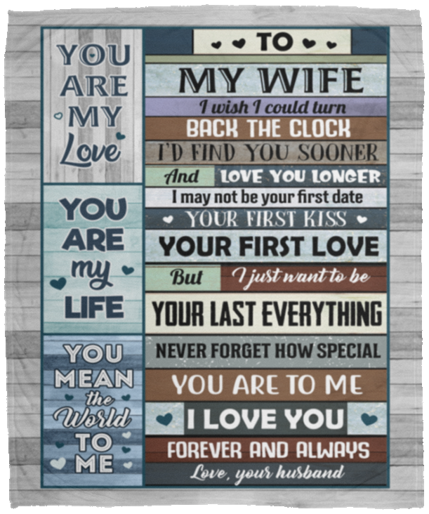 To My Wife I Wish I Could Turn Back the Clock I Find You Sooner and Love You Fleece - Premium Sherpa Blanket, White, Cozy Plush Fleece Blanket - 50x60 To My Wife I Wish I Could Turn Back the Clock I Find You Sooner and Love You Fleece - Premium Sherpa Blanket, White, Cozy Plush Fleece Blanket - 50x60