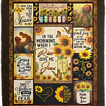 In The Morning When I Rise Give Me Jesus Fleece Blanket - Sherpa Blanket - Jesus Sunflower Blanket, White, Cozy Plush Fleece Blanket - 50x60