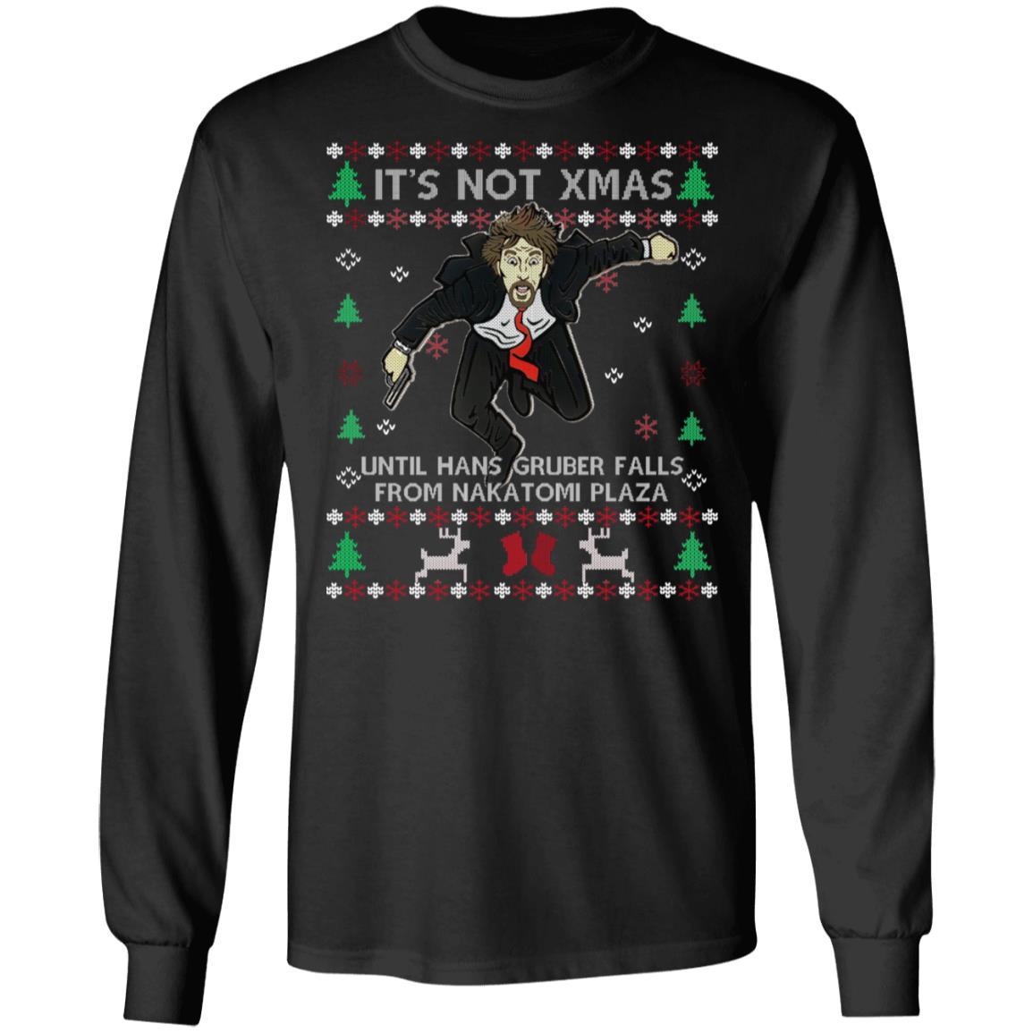 It's Not Xmas Until Hans Gruber Falls From Nakatomi Plaza Knitting Pattern Hoodie - Sweatshirt - Long Sleeve, Black, Long Sleeve