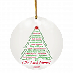 Personalized Family Quarantine Pandemic 2020 Christmas Flat Holiday Circle Ornament, White, Circle Ornament