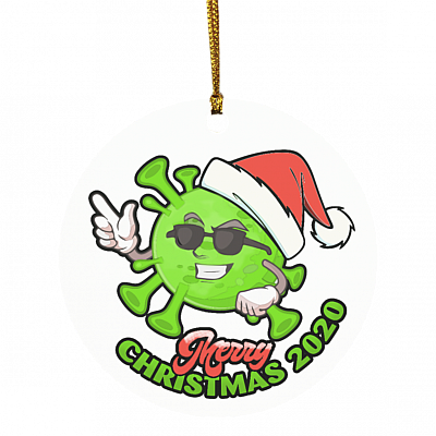 Funny Merry Christmas 2020 Covi-19 Pandemic Christmas Flat Holiday Circle Ornament, White, Circle Ornament
