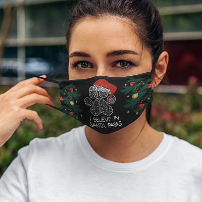 Alternative view of I Believe In Santa Paws Pet Lover Christmas Washable Reusable Custom Printed Cloth Face Mask Cover