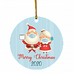 Mr Mrs Claus 2020 Circle Ornament Keepsake - Funny 2020 Christmas Ornament, White, Circle Ornament