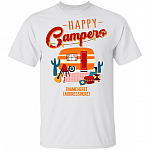 Personalized Happy Campers T-Shirt - Family Camping Matching Outfit, White, Unisex T-Shirt