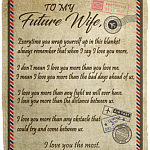 To My Future Wife Always Remember That When I Say I Love You More Airmail Fleece Blanket - Love You The Most Blanket, White, Cozy Plush Fleece Blanket - 50x60