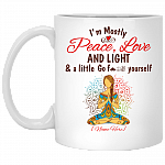Personalized I'm Mostly Peace Love And Light And A Little Go Fuck Yourself Blonde Hair Ceramic Coffee Mug, White, 11 oz. White Mug