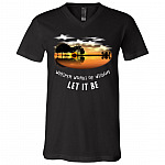 Whisper Words of Wisdom Let It Be Guitar Shadow Sunshine T-Shirt, Black, V-Neck T-Shirt