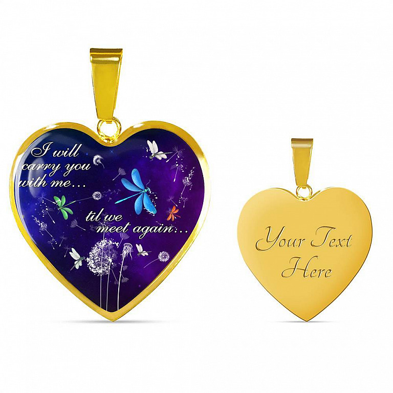 I Will Carry You With Me Til Meet Again Cardinals Heart Pendant Necklace - Red Cardinals Dandelion Necklace - Heart Luxury Necklace (Gold Plated)