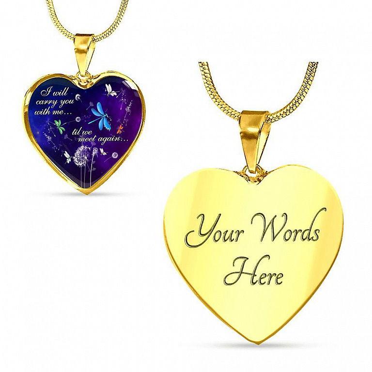 I Will Carry You With Me Til Meet Again Cardinals Heart Pendant Necklace - Red Cardinals Dandelion Necklace - Heart Luxury Necklace (Gold Plated)