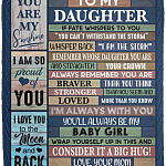 To My Daughter Remember Whose Daughter You Are I Am The Storm Fleece Blanket - Premium Sherpa Blanket, White, Cozy Plush Fleece Blanket - 50x60