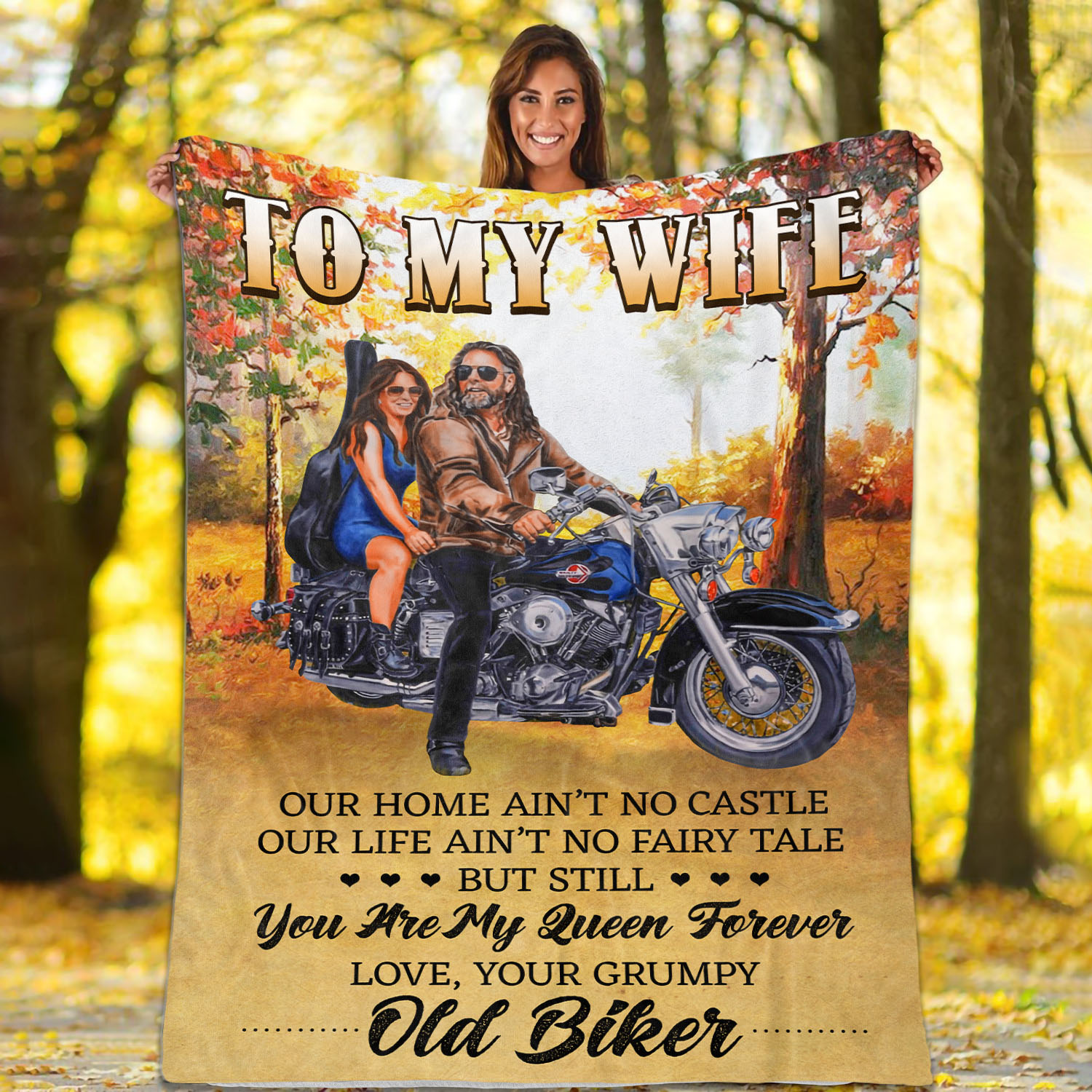 1vt. uu tien to my wife old biker blanket mockup