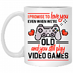 Gifts To Boyfriend I Promise To Love You Video Games Ceramic Coffee Mug - Beer Stein - Water Bottle - Color Changing Mug, White, 11 oz. White Mug
