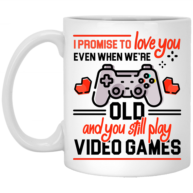 Gifts To Boyfriend I Promise To Love You Video Games Ceramic Coffee Mug - Beer Stein - Water Bottle - Color Changing Mug, White, 11 oz. White Mug