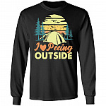 I Love Peeing Outside Funny Camping Hoodie - Sweatshirt - Long Sleeve Shirt - Camping Lover Gifts, Black, Long Sleeve