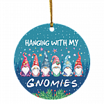 Hanging With My Gnomies Funny Gnomes Decorative Christmas Ornament Holiday Flat Circle Ornament, White, Circle Ornament Hanging With My Gnomies Funny Gnomes Decorative Christmas Ornament Holiday Flat Circle Ornament, White, Circle Ornament