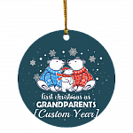 Personalized First Christmas As Grandparents Polar Bear Decorative Christmas Ornament - Holiday Flat Circle Ornament, White, Circle Ornament Personalized First Christmas As Grandparents Polar Bear Decorative Christmas Ornament - Holiday Flat Circle Ornament, White, Circle Ornament
