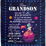 From Grandma To Grandson You Are The Rhythm of My Heart Fleece Blanket - Mink Sherpa Blanket - Woven Blanket, White, Cozy Plush Fleece Blanket - 50x60