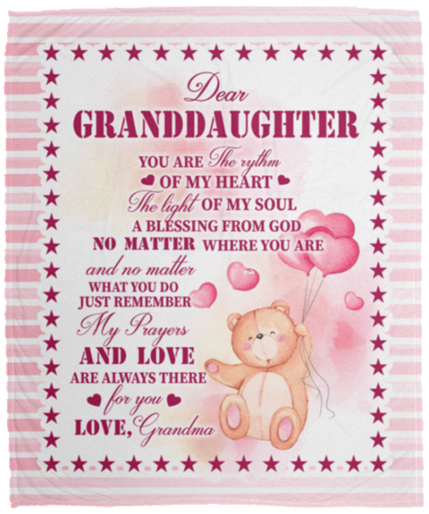 From Grandma to Granddaughter the Rhythm of My Heart Fleece Blanket - Mink Sherpa Blanket - Woven Blanket, White, Cozy Plush Fleece Blanket - 50x60