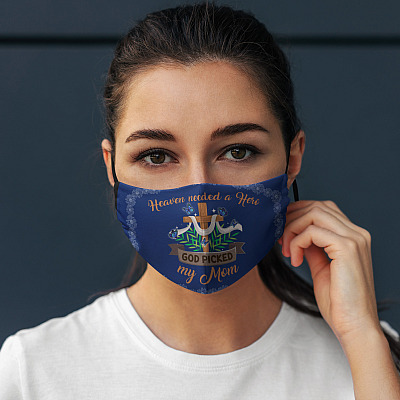 Alternative view of Heaven Needed A Hero God Picked My Mom Washable Reusable Custom Printed Cloth Face Mask Cover