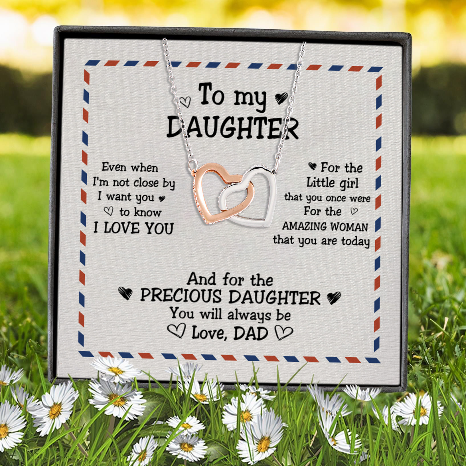 1LV. Not Close By Message Card Dad (1) Interlocking Hearts Necklace 7