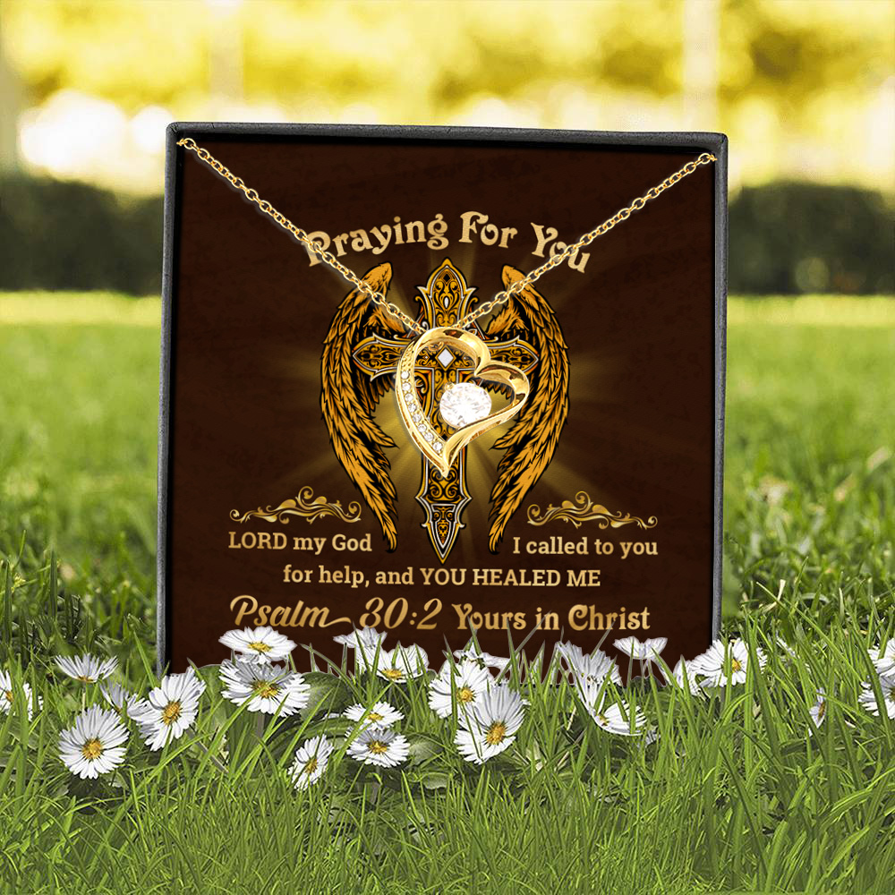 10O. Praying For You card Forever Love Necklace (Gold) 2