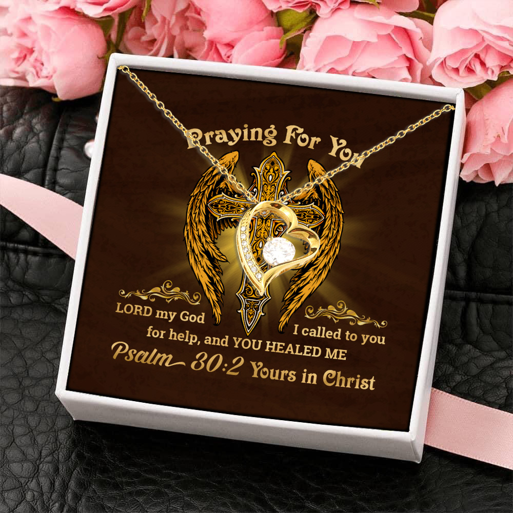 10O. Praying For You card Forever Love Necklace (Gold) 4