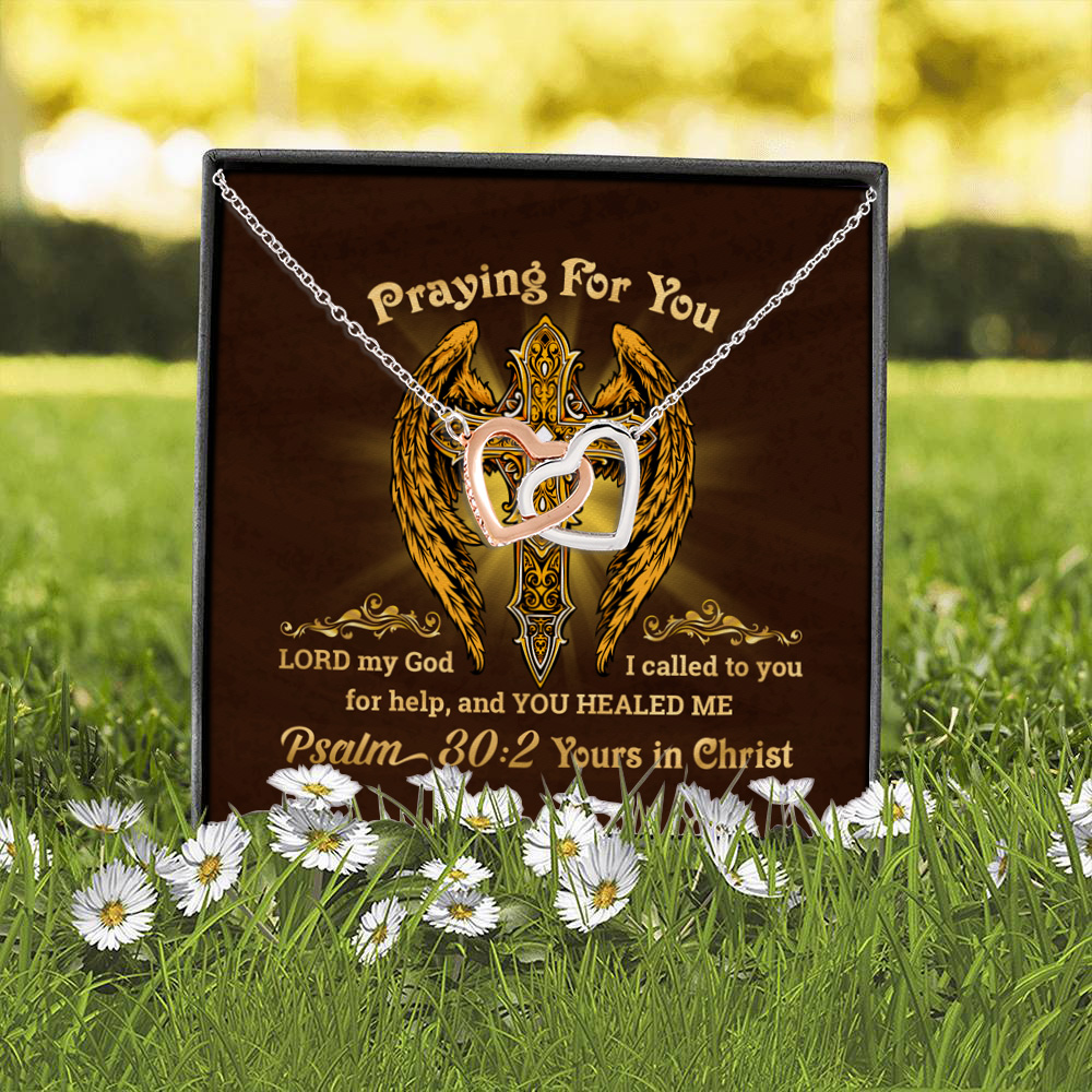 10O. Praying For You card Interlocking Hearts Necklace 2