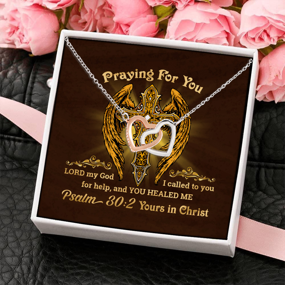 10O. Praying For You card Interlocking Hearts Necklace 4