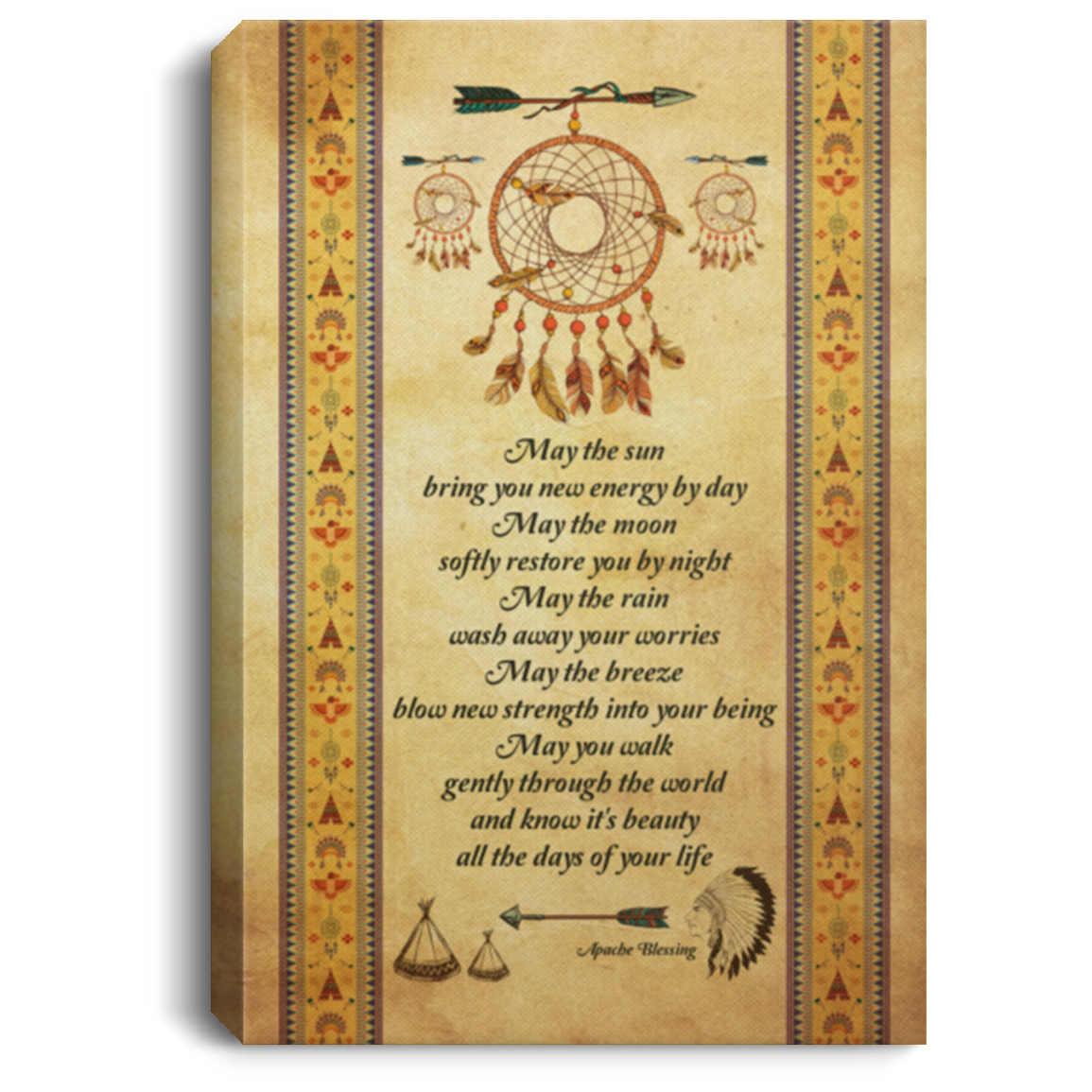 May The Sun Bring You New Energy By Day Wrapped Framed Canvas Prints - Apache Blessing Unframed Poster, White, 0.75'' Framed Canvas May The Sun Bring You New Energy By Day Wrapped Framed Canvas Prints - Apache Blessing Unframed Poster, White, 0.75'' Framed Canvas