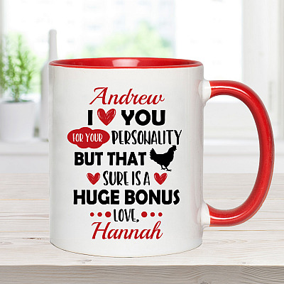 Alternative view of Personalized I Love You For Your Personality But That Dick Sure Is A Huge Bonus Naughty Accent Mug - Coffee Mug