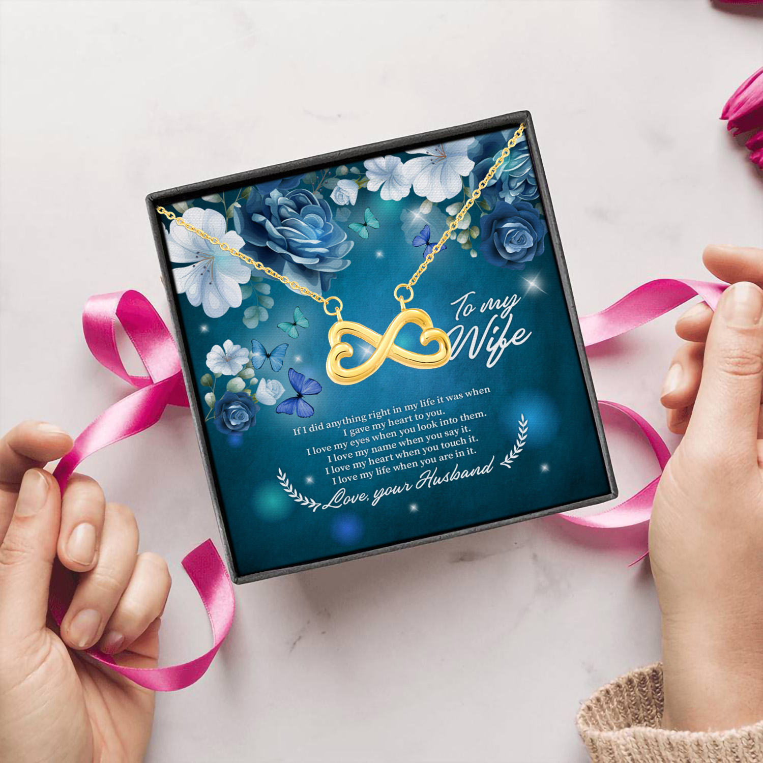 6O. My Wife Rose (5) Infinity Heart Necklace (Gold) 5