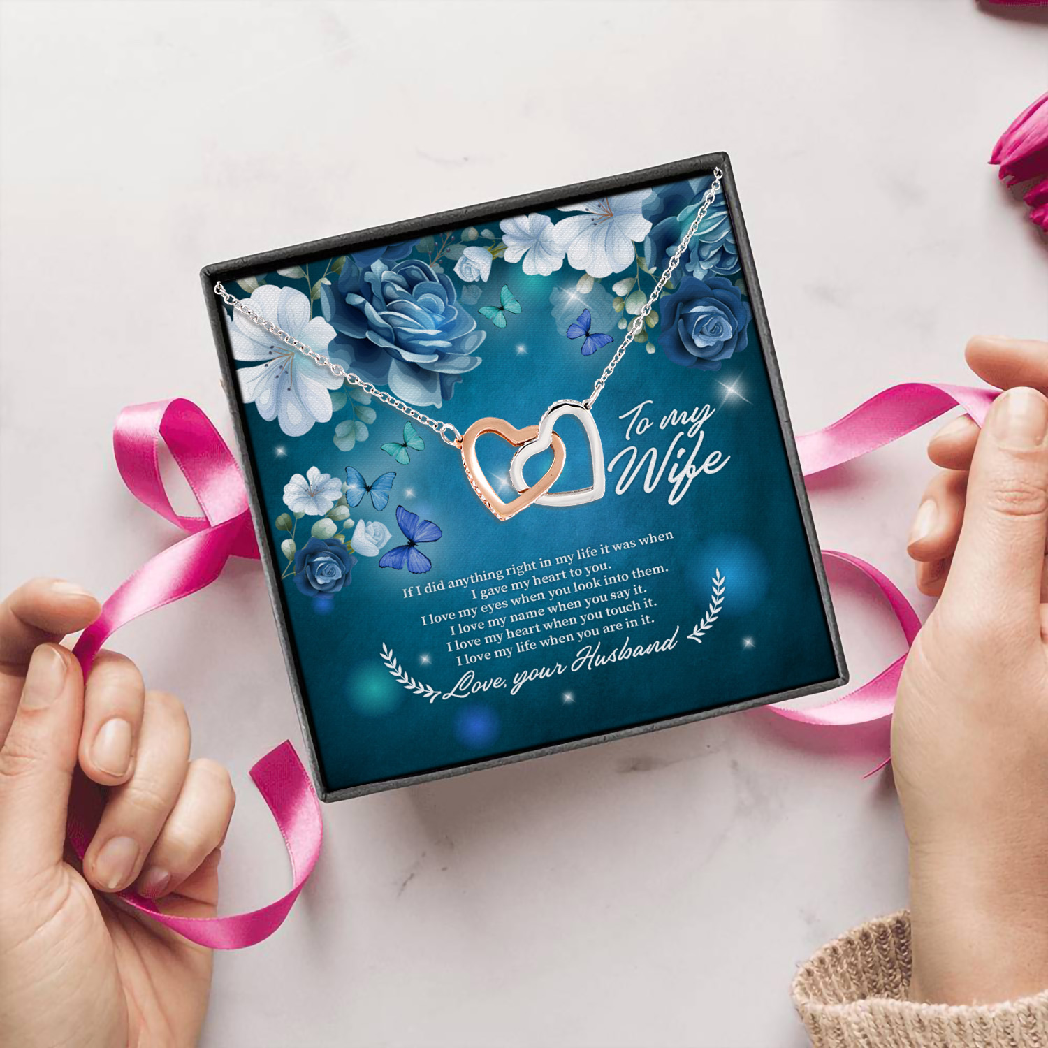 6O. My Wife Rose (5) Interlocking Hearts Necklace 5